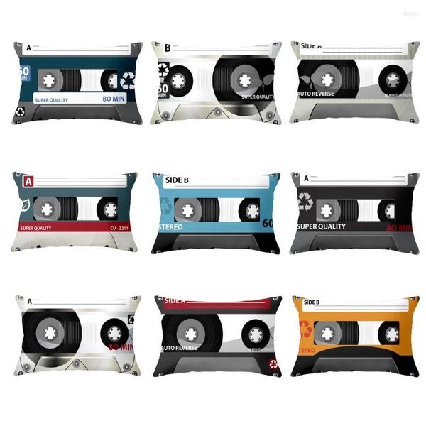 Federa per cuscino 30x50cm Copertura decorativa divertente con nastro musicale Stampa Cute Kawaii Camera Sofa Bedside