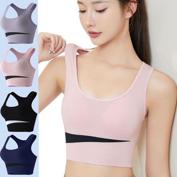 Top sportivo attillato in nylon da yoga per abbigliamento da donna Fitness traspirante Abbigliamento sportivo Palestra Corsa Allenamento Canotta da allenamento Reggiseni da donna 2023