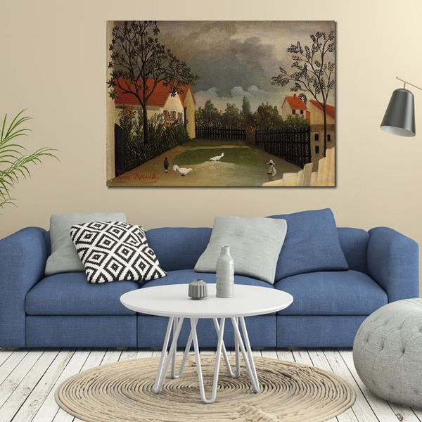 Jungle Landscape Canvas Art The Poultry Yard Henri Rousseau Painting Handmade Beautiful Family Room Decor