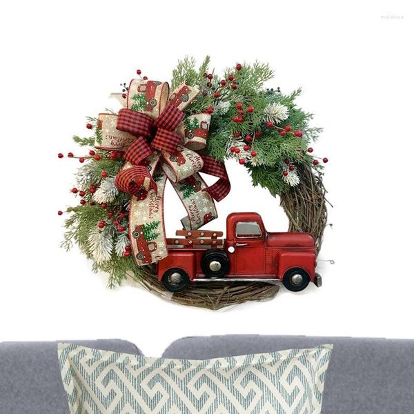 Coroa de flores decorativas para porta de natal 12 polegadas artificial em forma de galo vermelho guirlanda decoração para caminhão