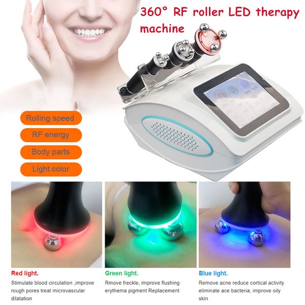 3 IN 1 Rullo RF Macchina Rotazione di 360 gradi Ringiovanimento della pelle Led Light Cellulite Rimozione Fat Burning Body Slimming Machine SPA