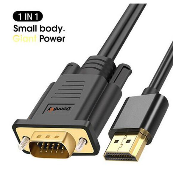 HDMI-zu-VGA-Kabel, Videokabel, vergoldetes Hochgeschwindigkeits-1080P-3D-Kabel für HDTV, 1080P, HD-Splitter, Umschalter, Projektor, TV-Monitor, HD-15-Pin-Stecker, Buchse, Leitung, 1 m, 1,5 m, 2 m, 3 m, 15 m