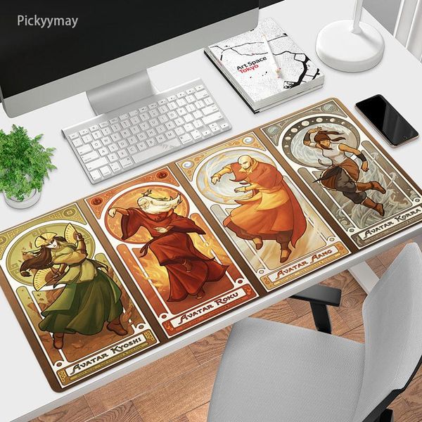 Almofadas Grande Mouse Pad Anime Avatar O Último Airbender Gamer Borracha Teclado Mouse Tapete Bloqueio Borda Laptop Mesa Tapete Gaming Mousepad