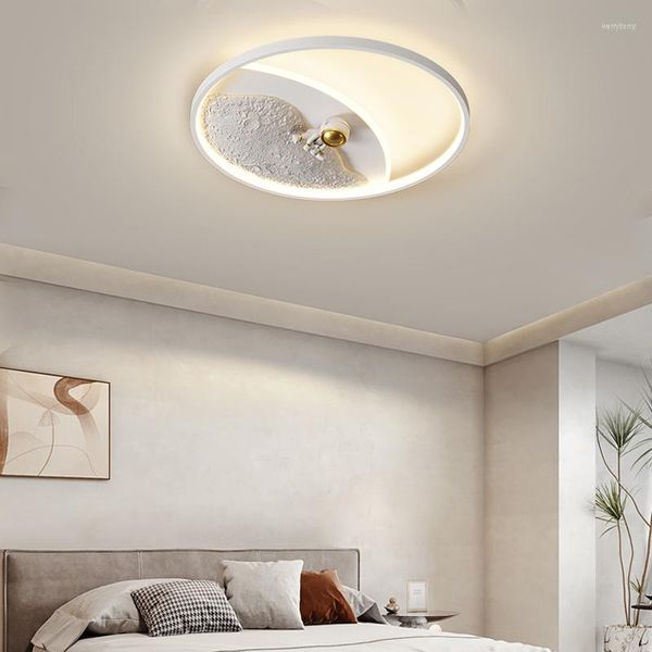 Lampadari Modern Simple Moon Design Lampadario a led per bambini Camera da letto Kid Room Cucina Studio Lampada da soffitto Luce rotonda con telecomando