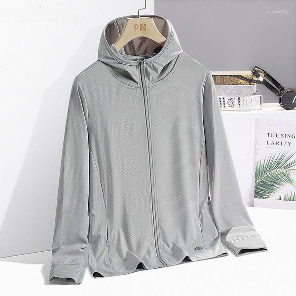 Jaquetas masculinas Ice Silk protetor solar 2023 roupas de verão para homens e mulheres ao ar livre fino respirável casaco de couro com capuz jaqueta C2