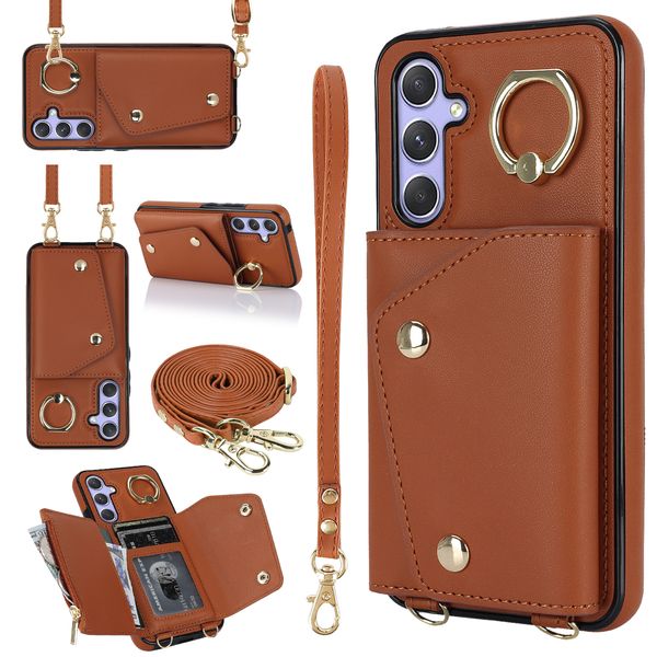 kostenloser DHL Großhandel Crossbody Reißverschluss Leder Brieftasche Fall für Samsung Galaxy A14 A54 A53 S23 Ultra S22 Plus S21 Note 20 Ultra S23 Plus FE Karte Solt Ring Halter Geldbörse Abdeckung