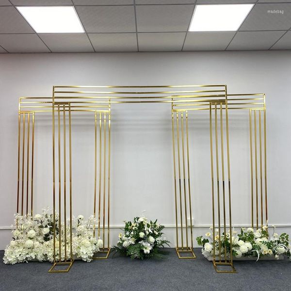 Decorazione per feste Cornice per arco di nozze dorato Geometria Fiore artificiale Prop Fondale Stand Compleanno Anniversario Balloon Hoop Decor