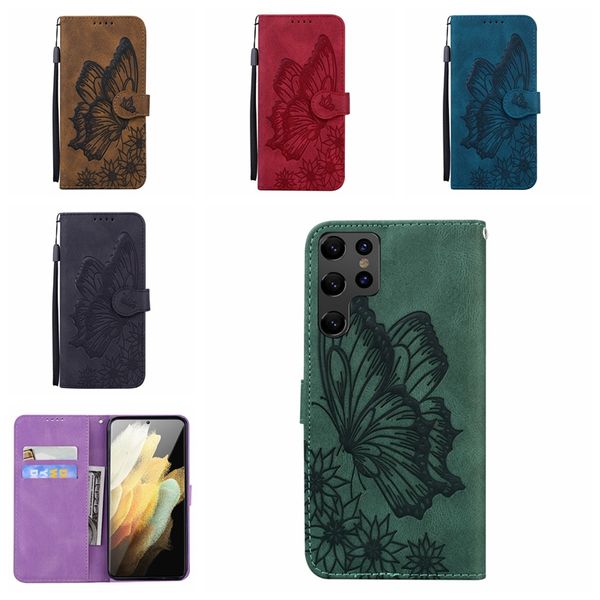 Custodie a portafoglio in pelle farfalla moda per Xiaomi POCO X5 Pro Google Pixel 8 Pro Samsung A24 4G A34 Redmi Note 12 4G Retro Print Girls ID Card Slot Holder Flip Cover Pouch