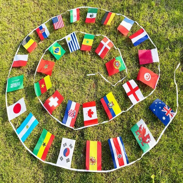 14x21cm 20x28cm 32Pçs/deixar Corda Bandeira Países ao Redor do Mundo Jogos de Bandeiras das Nações Banner Pendurado