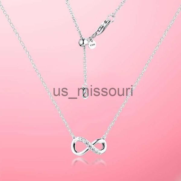 Подвесные ожерелья Sparkling Infinity Collier Collier Counting Chain для женщин Мужчины искренние 925 серебряного серебряного серебряного серебра Пандоры ожерелья в стиле подарки J230612