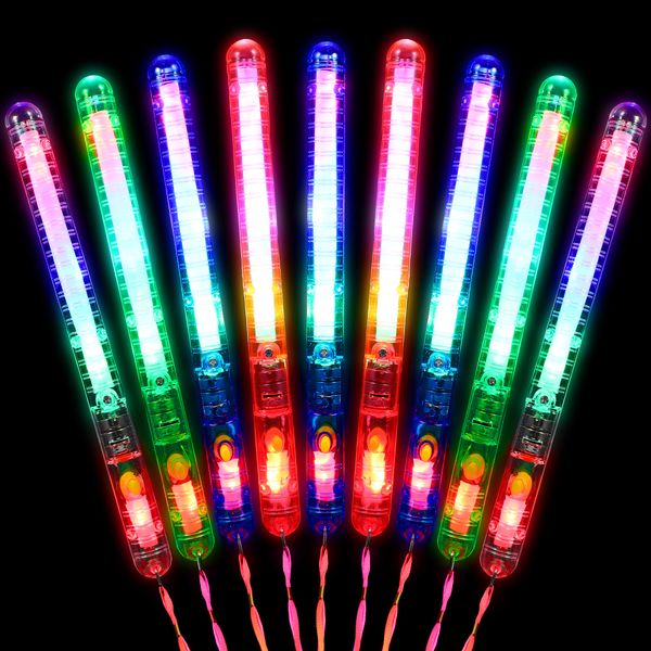 Bastoncini di bacchette LED lampeggianti Bacchette di allegria incandescente Bacchette luminose multicolori con cordini per bomboniere per concerti di musica