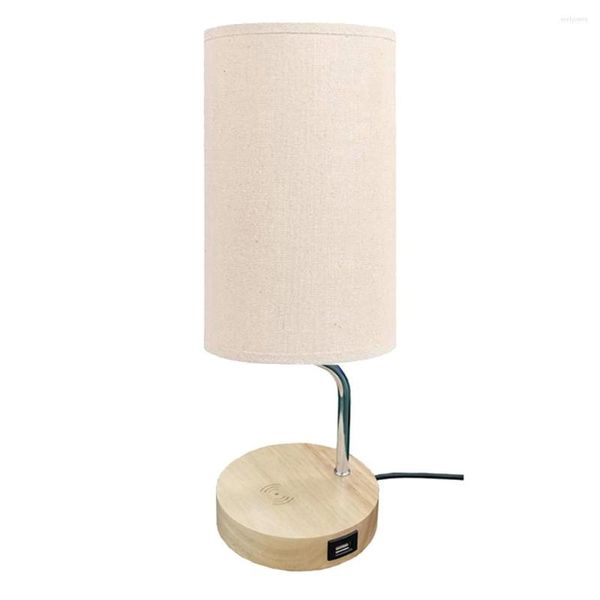 Tischlampen Touch Control Lampe Smart Wireless Ladegerät USB-Anschluss 3-fach dimmbar Holz Nachttisch Nachttisch EU Stecker