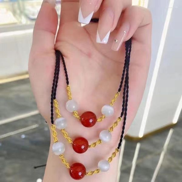 Подвесные ожерелья ручной песочные изделия из красного браслета для девочек -воротнич