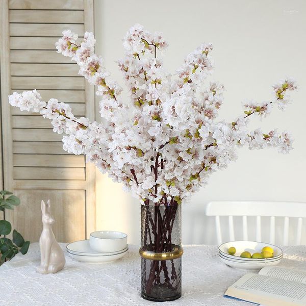 Dekorative Blumen, künstliche Grünpflanzen, weiß, rosa, japanischer Kirschzweig, falsche Blüte, Spargel, Aloe, Bonsai
