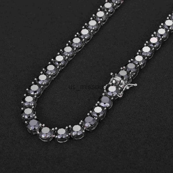 Collane con ciondolo New Trendy Custom 5mm 925 Sterling Silver Black VVS Moissanite Diamond Clustered Collana con catena da tennis per uomo Donna J230612