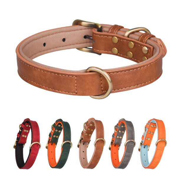 Leder-Hundehalsband, gepolsterte Haustierhalsbänder, verstellbares Hundehalsband, robust, langlebig, für kleine und mittelgroße Hunde, Pet Shop, Bulldogge, Bullterrier