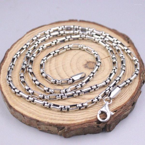 Цепочки 23,6 дюйма Реал 925 Серебряного серебряного ожерелья 3,0 мм квадратная кабельная цепь 19-20G