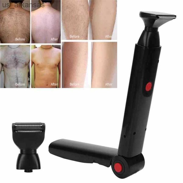 Elektrikli sırt tıraş makinesi 2 1 sakal düzeltici tıraş makinesi şarj edilebilir katlanabilir saplı tutma epilasyon Erkek Vücut Damat L230523
