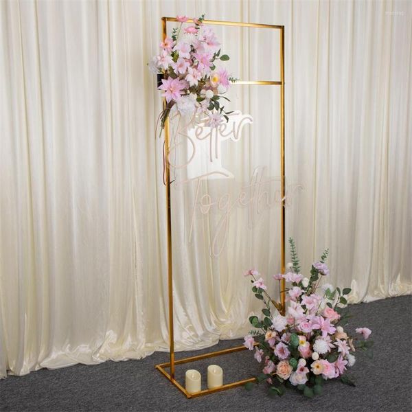 Decoração de festa estilo luxo brilhante flor de ouro arco de boas-vindas para decorações de fundo de casamento suporte de balão de aniversário personalizado