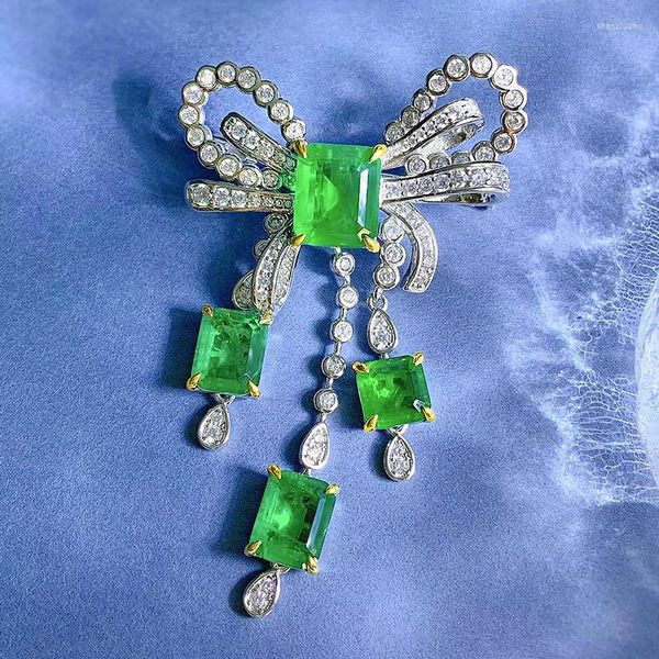 Ketten 2023 S925 Silber Schmetterling Brosche Weiblich 10 12 Smaragd Vielseitig Luxus Volldiamant Inlay