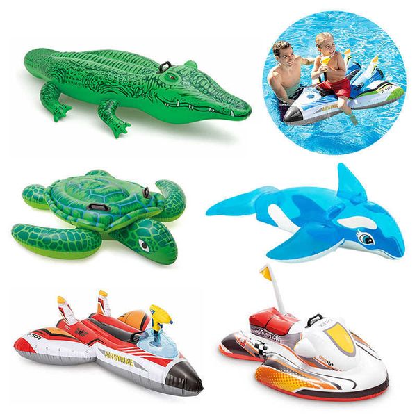 Flutuadores Tubos Crianças com Pistola de Água Aeronave Verão Piscina Brinquedos Festa Acessórios Praia Animal Inflável P230612