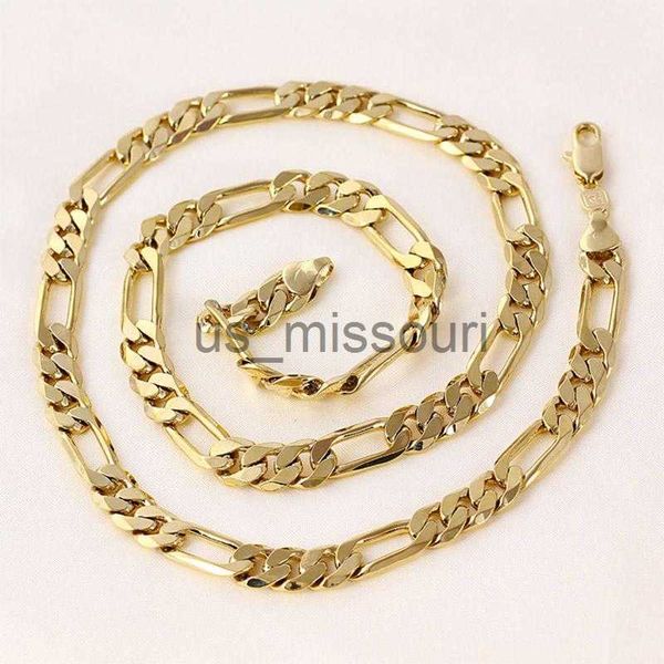 Anhänger-Halsketten 24-karätiges Massivgold Herren-Halskette aus 24-karätigem Massivgold GF 8 mm italienische Figaro-Gliederkette 24 Zoll J0612
