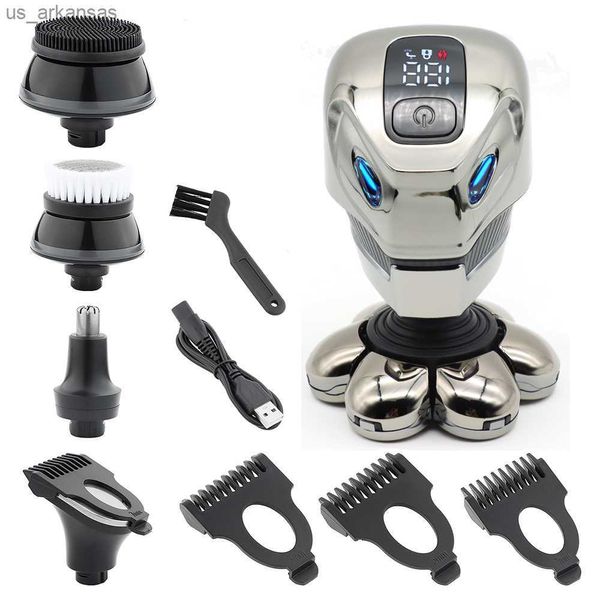 5 in 1 Rasoio elettrico da uomo a testa flottante 7D di alta qualità LCD Ricaricabile Impermeabile Calvo Macchina da barba Naso Capelli Trimmer L230523