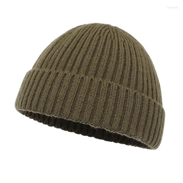 Boinas Skully Rib Knit Knit Melon Round Top Knit Hats Winter Warm Hats For Women Men Solid Color Cap Hip Hop Streetwear