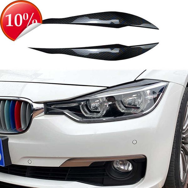 Novo para bmw série 3 f30 sedan f31 vagão 2011-2018 2 pçs preto brilhante sobrancelhas farol pálpebras tampas acessórios de plástico abs