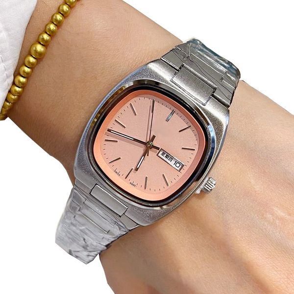 Luxusuhren für Herren und Damen, Unisex, 36 mm, altes TV-Zifferblatt, Designer-Armbanduhr mit goldenem Tag und Datum, Quarzwerk, Edelstahlarmband, für Herren und Damen, Geburtstag, Weihnachten, Geschenk