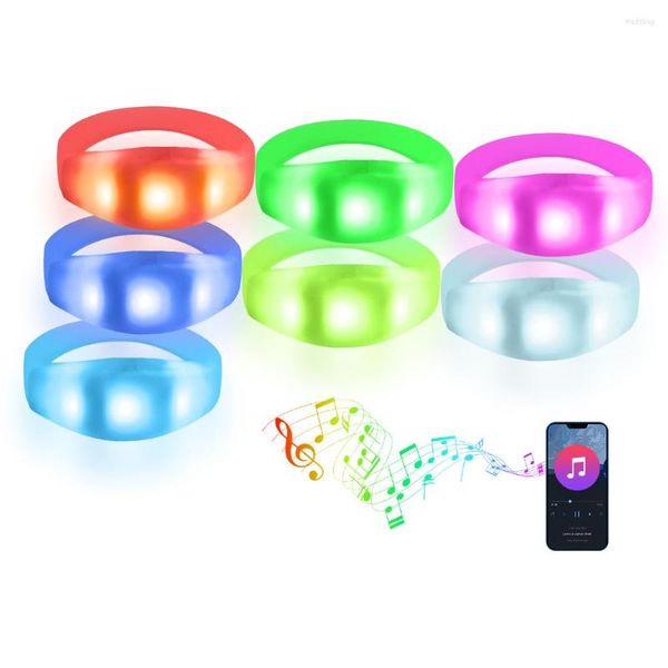 Decorazione per feste Nightclub Light Up Wristband Glitter Multi colore personalizzabile Suono attivato 3 luci Forniture Braccialetto LED in semi silicone