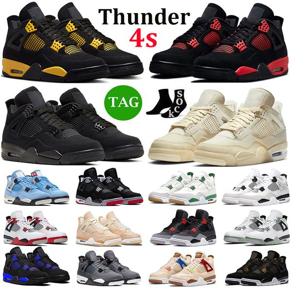 Mit Box Männer Frauen 4 Basketballschuhe 4s Thunder Black Cat Red Thunder Military Black University Blue Pure Money Neon Herren Trainer Sport Turnschuhe