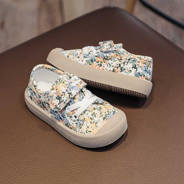 Athletic Outdoor Canvas-Kinderschuhe für Mädchen mit Blumenmuster, komplett abgestimmt auf bequeme, rutschfeste Baby- und Kleinkindschuhe mit weicher Sohle für Jungen, G220612