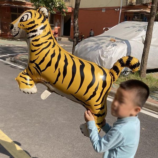 Decorazione per feste 4 pezzi Palloncini tigre grandi da 40 pollici a forma di lamina di animali Sfondo a tema Jungle Safari Decorazioni di compleanno per bambini