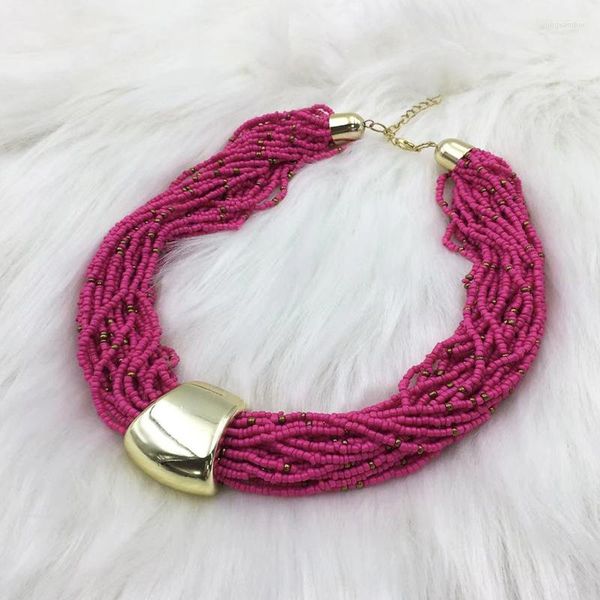 Halsband, böhmische, mehrschichtige Perlen-Halskette für Frauen, ethnische Mädchen, große Aussage, Modeschmuck, Metallverschluss