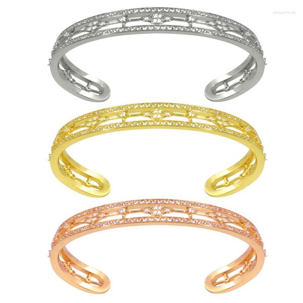 Брушковые женские браслеты медные ювелирные изделия золотые манжеты Испания светло -желтый цвет винтажный оптовая мода Дубай