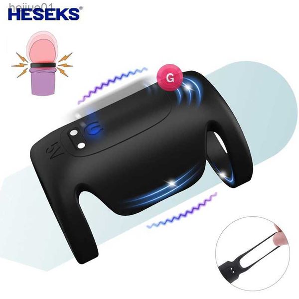 HESEKS Masculino Multi-Wearable Anel Vibratório Peniano Anel Penis Vibrador Manga Silicone Anel Atraso Ejaculação Brinquedos Sexuais Para Homens L230518