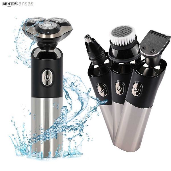 Barbeador masculino Wet Dry Barbeador elétrico Display LCD Aparador de barba Carregamento rápido Barbeador elétrico Máquina de barbear Máquina de cortar cabelo L230523