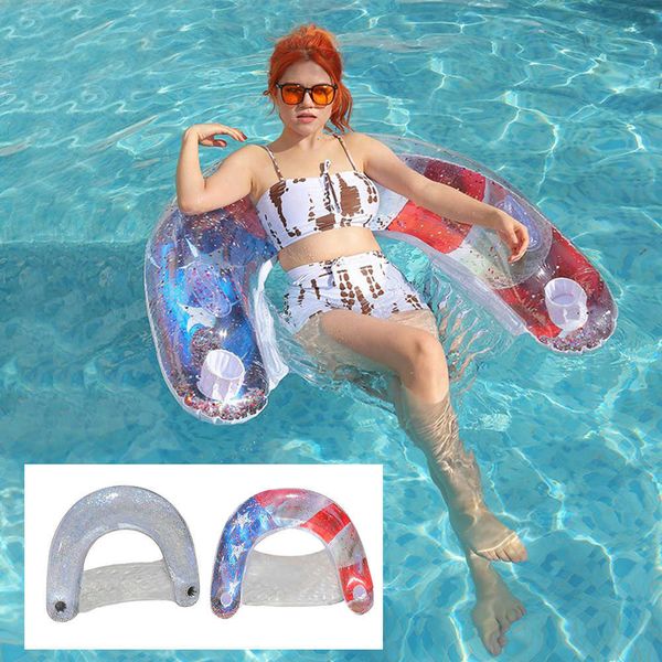 Flutuadores Tubos PVC Lounge Brinquedos Confortáveis Lantejoulas Almofada de Ar Inflável Adereços de Entretenimento Flutuante Segurança Acessórios para Piscina P230612