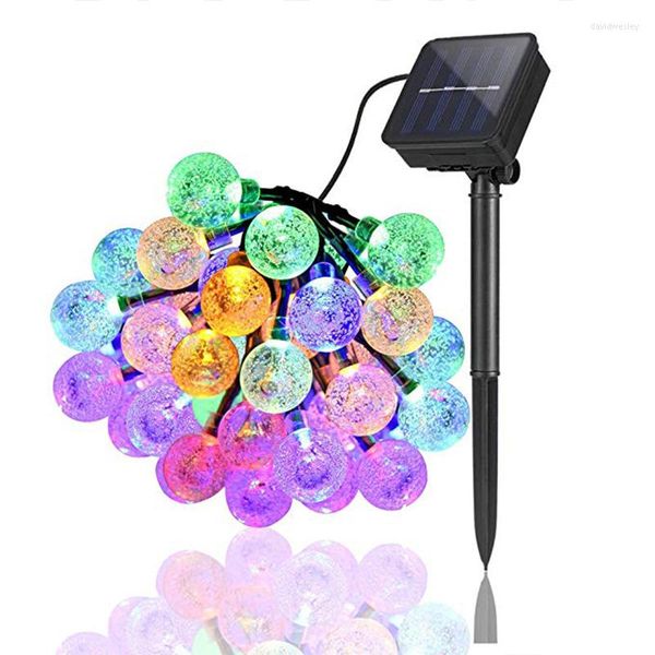Lâmpada solar para decoração de jardim, bola de cristal, flor, lâmpadas para gramado, 22M, 12M, 7M, fada, LED, cordão, cerca, caminho, ao ar livre