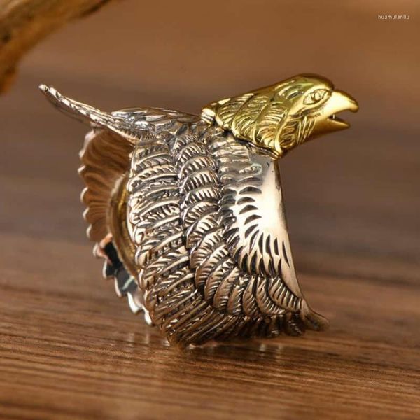 Cluster Rings Arrival Pure S925 Silver Ring Men's Carved Eagle Can regolabile