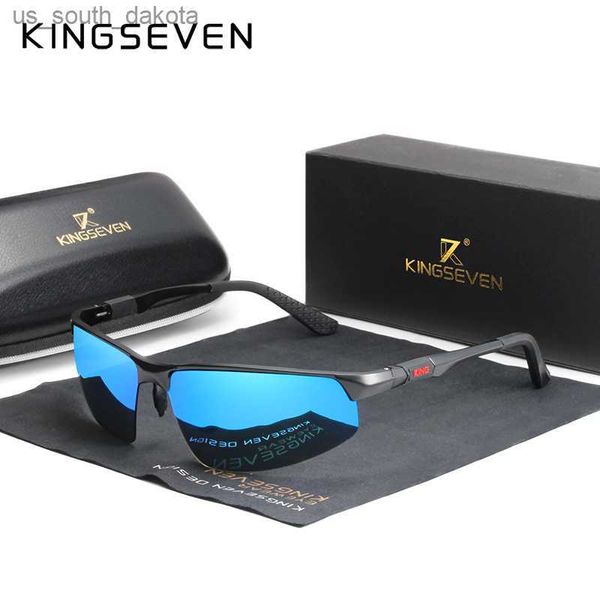 KINGSEVEN Driving Series Polarized Men Aluminium Sunglasses Blue Mirror Lens Masculino Sun Glasses Aviation Women For Men Eyewear 9121 L230523
