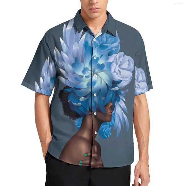 Camisas casuales para hombres Flores Blusas para la cabeza de las mujeres Hombres Mujer empoderada Diseño de manga corta hawaiana Camisa de playa de gran tamaño vintage Idea de regalo