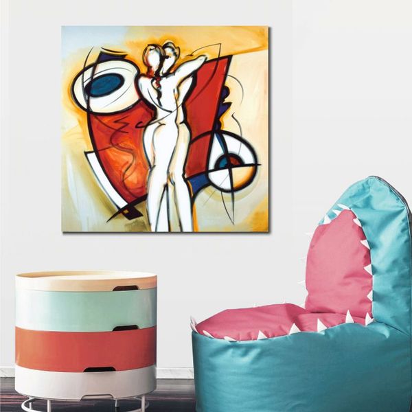 Moderne handgeschilderde figuur abstracte canvas kunst eindeloze liefde olieverfschilderij Home decor voor slaapkamer