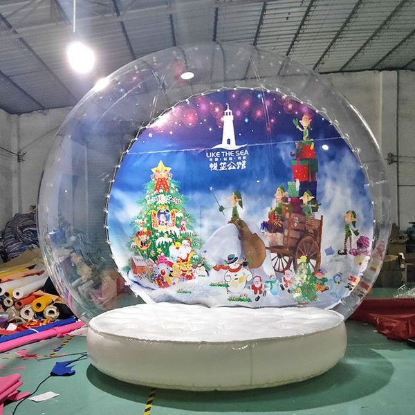 4md (13ft) für den Weihnachtsriesen aufblasbaren Schneekugel Bubble Dome Zelt mit Gebläse 2M/3M/4M Austauschbarer Hintergrund menschliche Schneekugel klares Haus