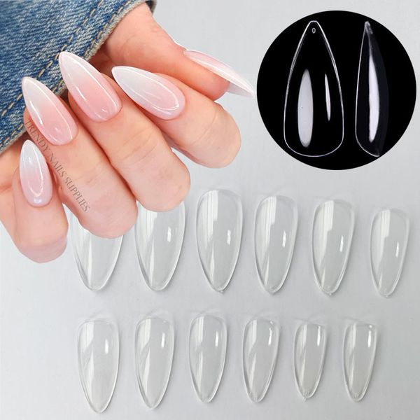 Künstliche Nägel, weiche Gel-Spitzen, vollständige Abdeckung, Nagelverlängerung, Mandel, mittelgroß, zum Aufdrücken von Nägeln, Kapsel-Ongle, Packung mit 240 Stück, 230609