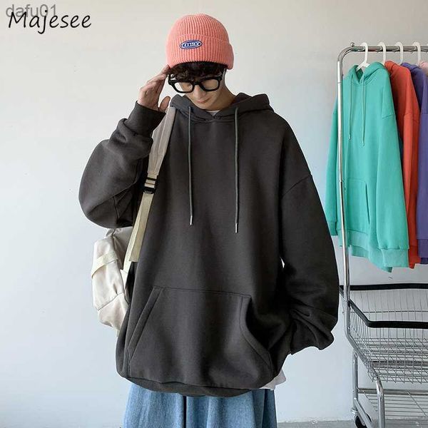 Hoodies Masculino Outono Inverno Casal Streetwear Casual Solto Sólido Bonito Diário S-5XL Candy Colors BF Clothing Harajuku All-match L230520