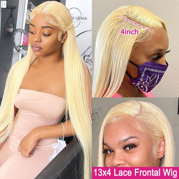 613 HD Front Lace Wig 13x4 Gold Human Hair Wig 180 Density Brazilian Virgin Wig 4x4 Front Lace Human Hair Wig Ladies Wig