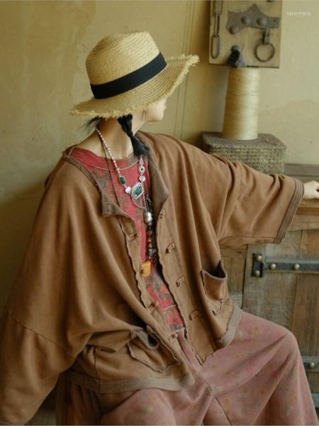 Giacche da donna Donna Primavera Autunno Giacca in cotone lavato con neve Cappotto vintage da donna Top da donna Capispalla 2023