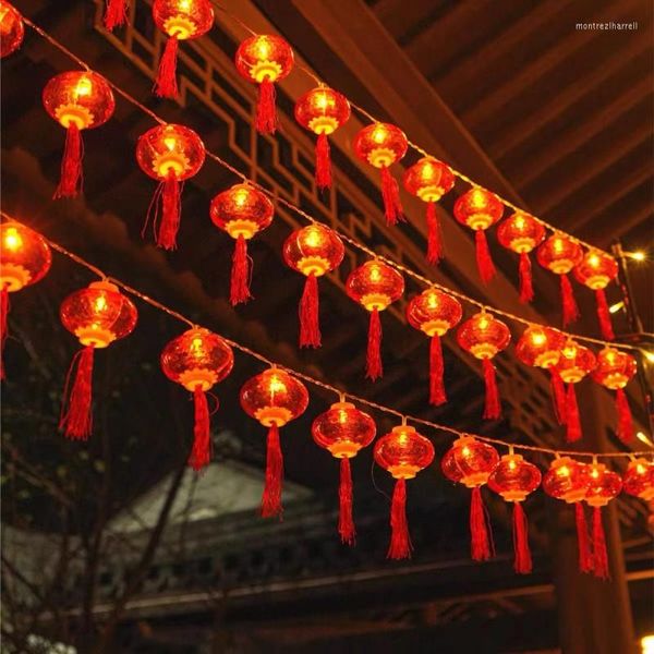 Stringhe Anno cinese Lanterna Decorazione per la casa 10LED Red Spring Festival Forniture per le vacanze Luci layout lampada Festive